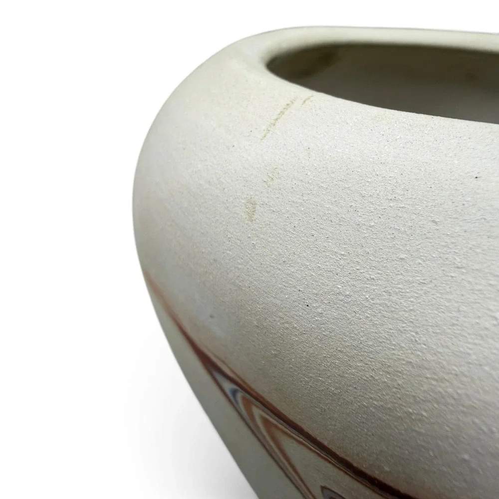 Handmade Marbled Clay Vase Earth Tone Swirl Southwestern Pottery Vessel